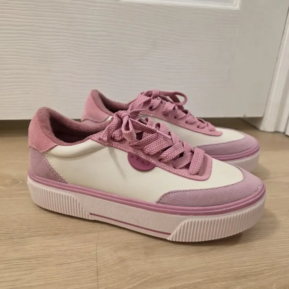 Reef Pink White Suede Lay‎ Day Lift Platform Cute Outdoor Sneakers Size 8.5 - Picture 3 of 13